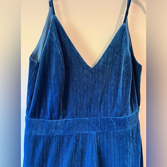 4SI3NNA blue velvet wide leg Jumpsuit size M - Picture 4 of 7